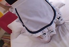 Happy Japanese housemaid gets her hairy pussy tickled by lucky man