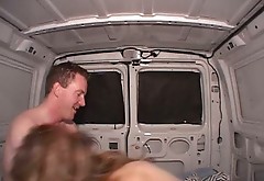 Bitchie red haired whore Honey gets pounded doggy and missionary in car