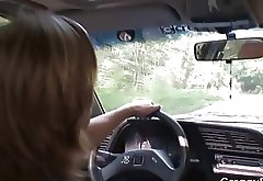 Granny slut is nailed in the car by a stranger