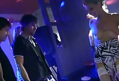 Kinky nymphos get their anuses drilled tough right in the night club