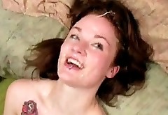 Cute punk girl covered in cum