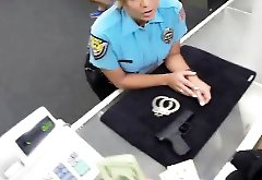 Police woman shows her sexy ass