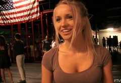 Staci is not afraid to show her pussy while surrounded by strangers