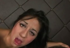 Small breasted Latina bitch got doggy fucked rough after stout deep throat