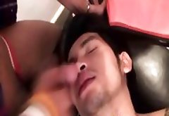 Asian Cop Cums Tugging