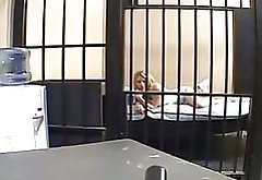 Blonde bitch sucks and is fucked behind bars