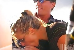 Ryan Conner gives a blowjob and gets her snatch smashed on a yacht