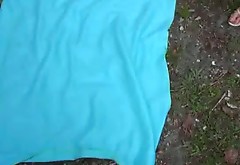 Whorish fair haired bitch enjoyed dirty sex with her stud in woods