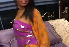 Big tittied Indian brunette MILF flaunts her tits and gives head