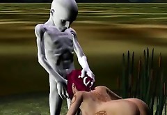 Alien abduction turns to hardcore fucking in a field