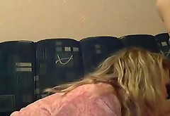 Amateur rather cute blond GF sucks dude's cock and gets poked doggy