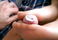 Homade Pantyhose Footjob in Condom