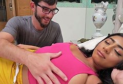 Perverted stepbrother takes out his cock in front of sexy stepsister Violet Myers