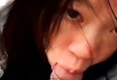 Asian teen chick cocksucking and swallowing