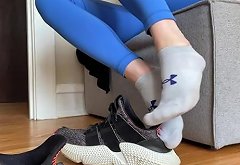 Stinky Socks Tease after a two Mile Run SizeTenSoleMates