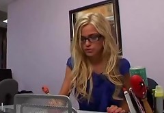 Young blonde cute secretary getting it in the ass