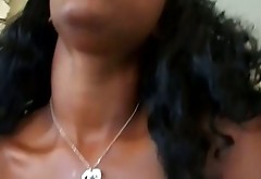Insatiable ebony slut dildo fucks her snatch and gives slobbery blowjob