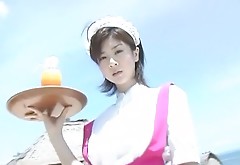 Aki Hoshino dresses like a ballerine and a waitress