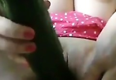 Fat Cam Girl With A Vegetable