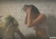A couple of hot lesbian sweeties have hot sex in bath