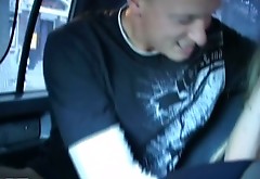 Hot tempered Russian mermaid mouth fucks meety cock in the car
