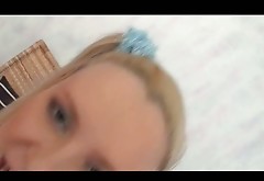 Frisky Russian whore Lolly Blond sucks hard cock before riding it