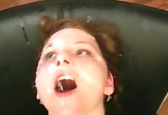 Lots of cum on her face and in the mouth