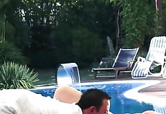 Granny Poolside Titty Grope