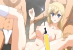 Hentai blondie gets gangbanged rough and covered in jizz