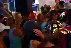 Dancing whores in short skirts wanna win dicks for a tough fuck in the club