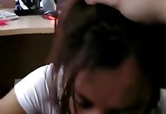 Katherine Heigl Look alike giving blowjob under the desk