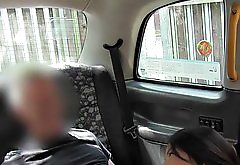 British amateur with huge tits bangs in fake taxi