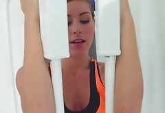 Squirting workout model receives messy facial