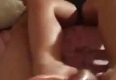 Amateur girlfriend gives good footjob to her boyfriend on a pov camera