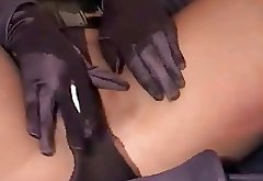 Hot eroctic girl Jasmine Black give a HJ with Black Gloves