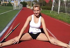 Track star Aussie hottie gets naked and rubs her pussy after practice