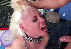 Busty blond bitch enjoyed hard fetish mouth fuck with her freak