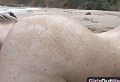 Girls Out West - Nasty lesbian orgy at the beach