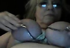 Granny Abusing Her Tits And Nipples