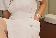 Filthy Asian nurse takes off her uniform playing with herself in front of camera