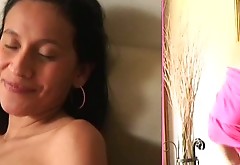 Two filthy Latin teens stroke their pussies with fingers lying side by side