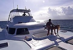 George fucking a skinny bitch on his boat