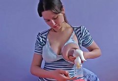 lactating girl with her pump