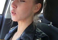 Amateurs girl  flashes her  belly and nice  tits in the car