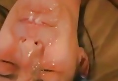 Handjob ends with lots of Cum in her face