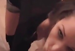 Horny brunette girl sucks cock after night out