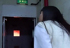 Asian school girl sucking hard on the fat dong