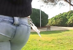 Kinky slut Hanna Montada blows a hard prick in the park