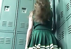 Spoiled cheerleader gets naughty and dirty in the locker room