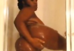 Black Chick Washing In The Shower